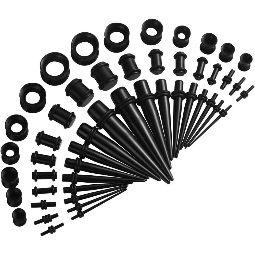 Comprehensive 50-Piece Ear Stretching Kit: Acrylic Tapers & Silicone Tunnels
